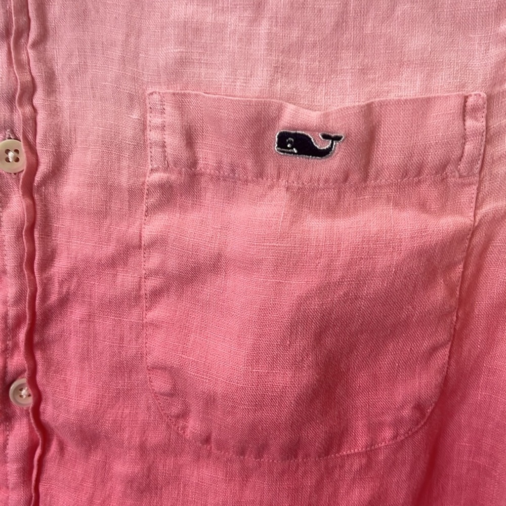 Vineyard Vines long sleeve button down Linen shirt Pink XS - Picture 2 of 6